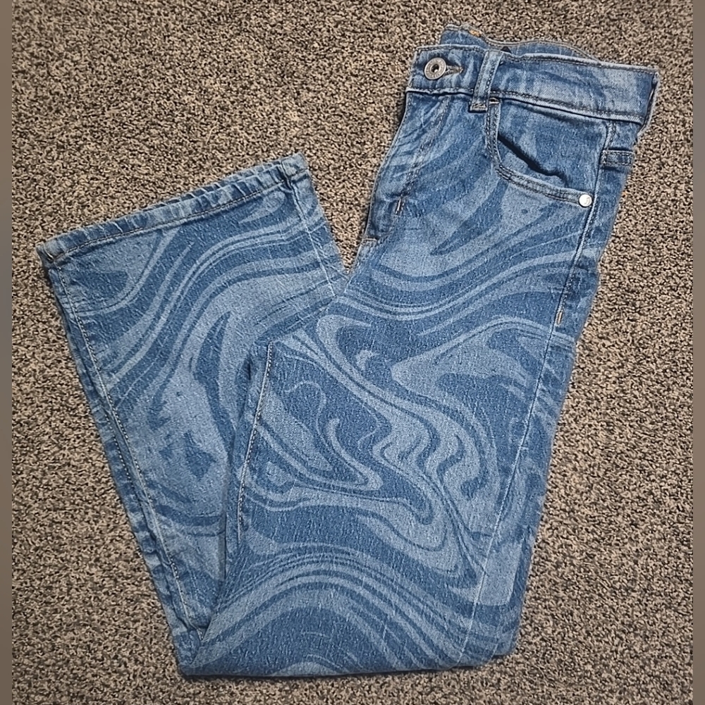 Art Class High Rise Wide Leg SWIRL Jeans Light And Dark Blue Wash Girls Size 10 - Picture 10 of 11